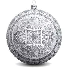 Серебряный елочный шар "Ангелок"